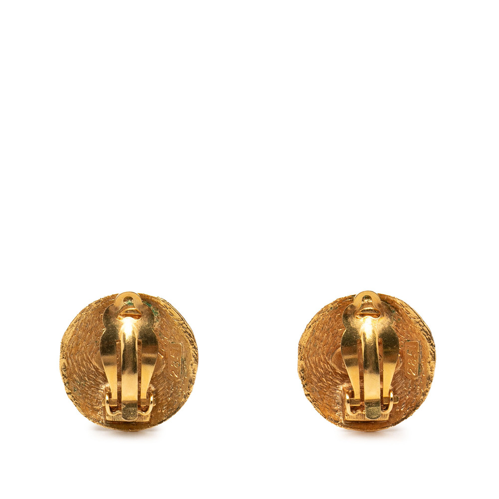 Pre-Loved Chanel CC Gold Plated Round Clip on Earrings - Picture 2 of 3